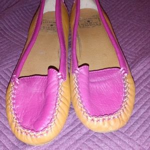 Lucky Brand loafer style flats - brown & pink - wore once! 7.5 womens